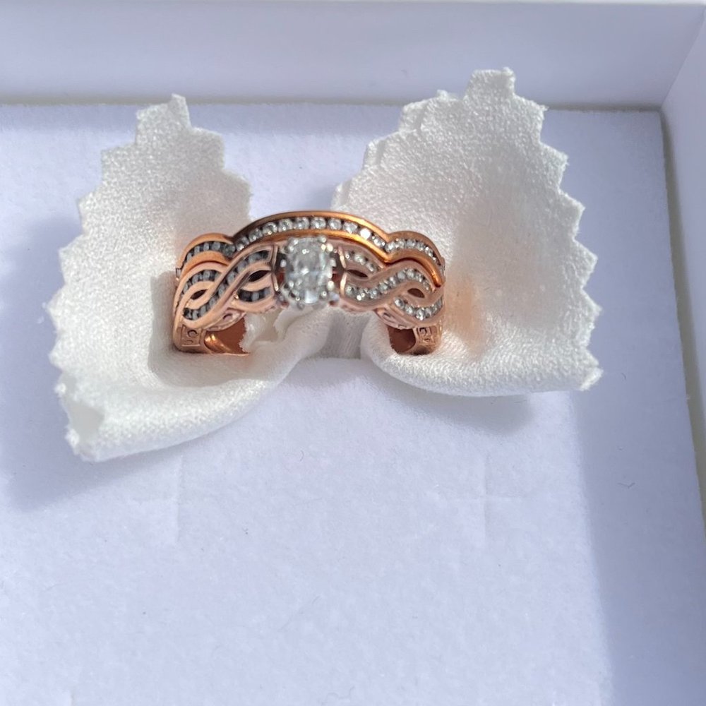 10k White and Rose Gold Wedding Set